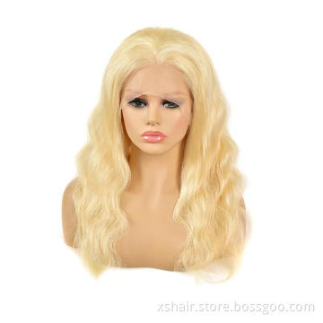 10A Grade Brazilian Human Hair Lace Front Wig 13x6 Swiss Lace 180% Density 613 Blonde Lace Front Wig